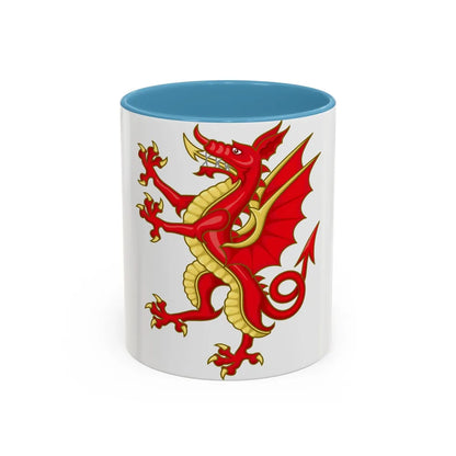 Tudor Dragon Badge - Accent Coffee Mug-11oz-Light Blue-Go Mug Yourself