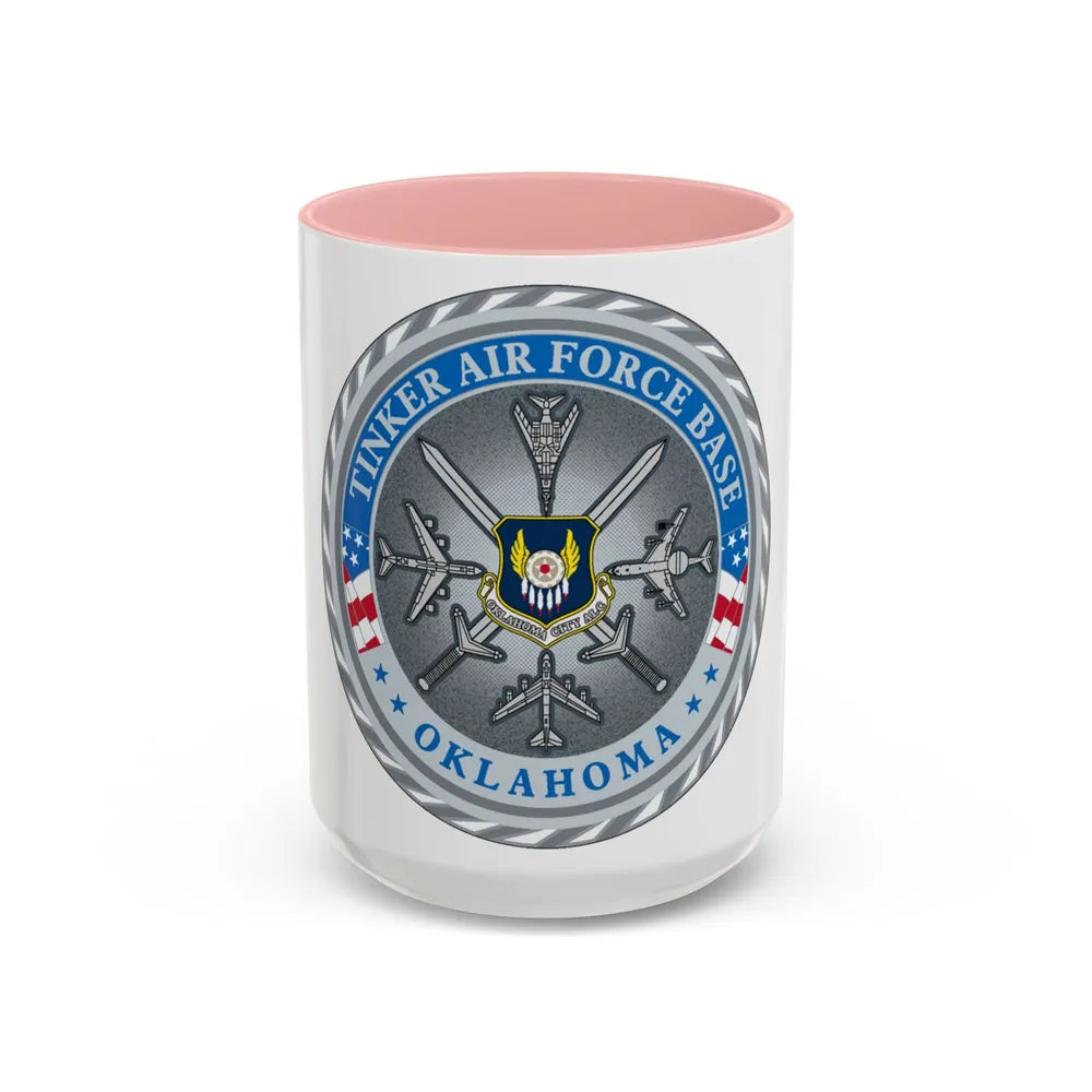 Tinker AF Base (U.S. Air Force) Accent Coffee Mug-15oz-Pink-Go Mug Yourself