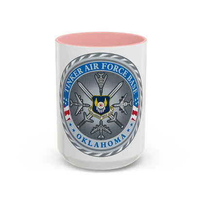 Tinker AF Base (U.S. Air Force) Accent Coffee Mug-15oz-Pink-Go Mug Yourself