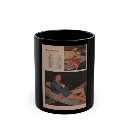 Dawn Richard #63 - [Pages 20] Including Pages 3 of 3 with, 2 Color Photos & Article End from Cavalier Mag. Feb. '59 (Vintage Female Icon) Black Coffee Mug-11oz-Go Mug Yourself