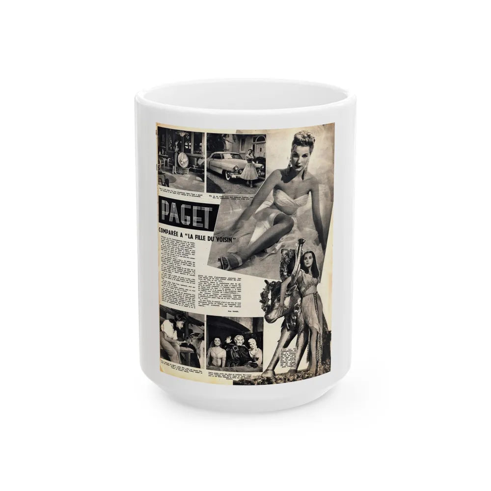 Debra Paget #483 - 6 B&W Photos on French Mag. Page (Vintage Female Icon) White Coffee Mug-15oz-Go Mug Yourself