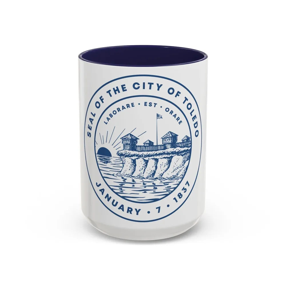 Seal of Toledo Ohio - Accent Coffee Mug-15oz-Navy-Go Mug Yourself