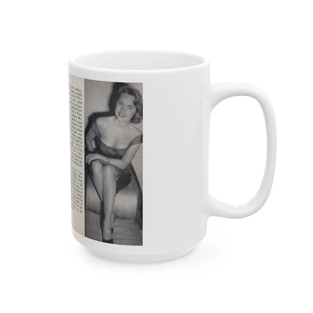 Terry Moore #445 - 66 PHOTOGRAPHS OF Terry MOORE U.K. Pocket Mag. Pages 20 & 21 (Vintage Female Icon) White Coffee Mug-Go Mug Yourself