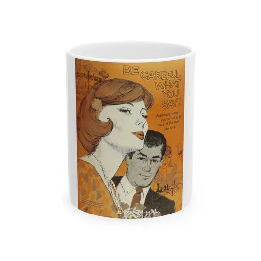 Be Careful What You Say, Woman's Day, January 1961 - White Coffee Mug 11oz - Go Mug Yourself