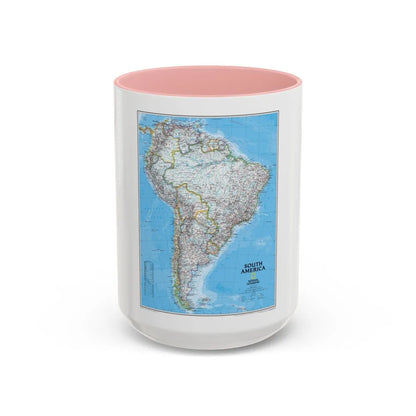 South America (2007) (Map) Accent Coffee Mug-15oz-Pink-Go Mug Yourself