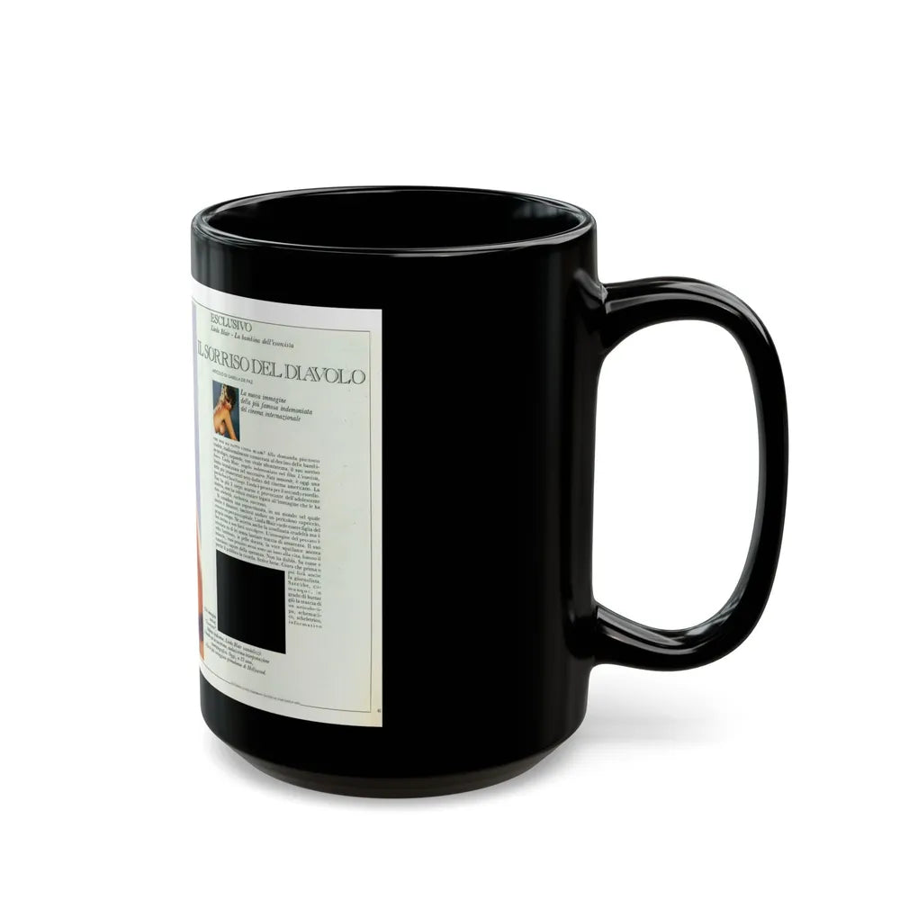 Linda Blair #227 - Partially Topless (Vintage Female Icon) Black Coffee Mug-Go Mug Yourself