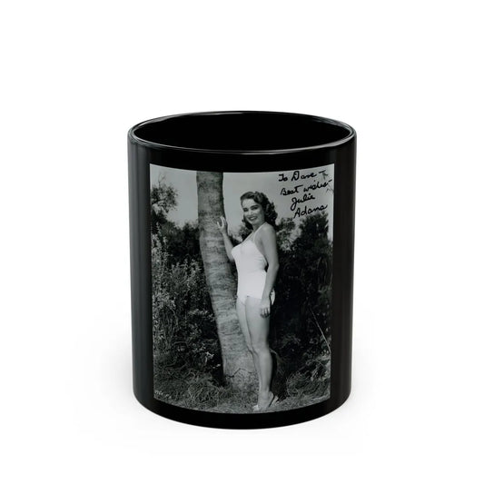 Julia Adams #97 - 8x10 B&W Full Body 1-Piece Swimsuit Promo Photo for Creature From The Black Lagoon '54 (Vintage Female Icon) Black Coffee Mug-11oz-Go Mug Yourself