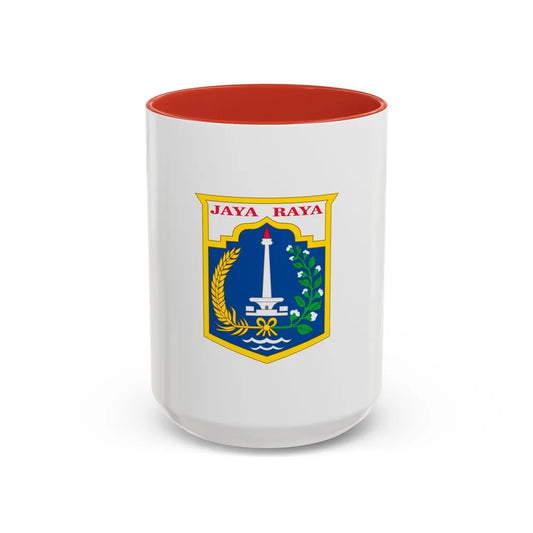 Flag of Jakarta Indonesia - Accent Coffee Mug-15oz-Red-Go Mug Yourself