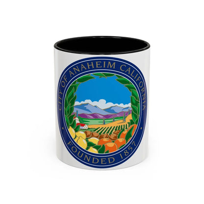 Seal of Anaheim California - Accent Coffee Mug-11oz-Black-Go Mug Yourself