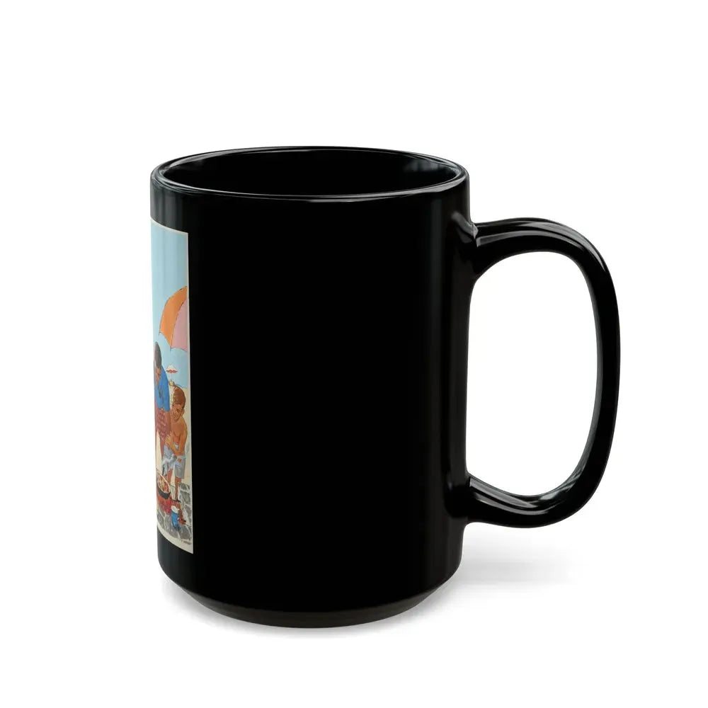 Beach Picnic Illustration (c. 1959) - Black Coffee Mug - Go Mug Yourself