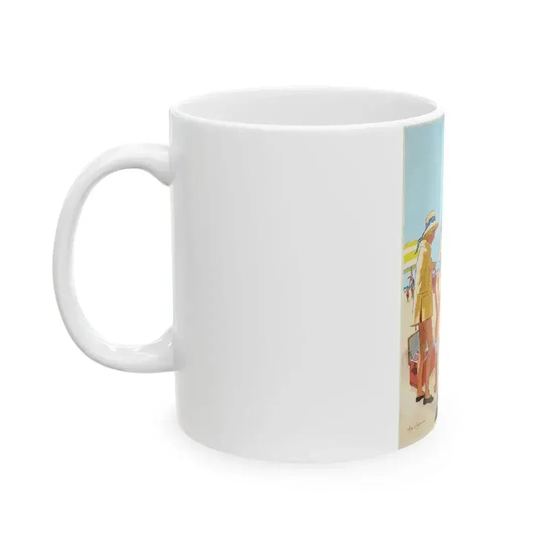 Beach Picnic Illustration (c. 1959) - White Coffee Mug - Go Mug Yourself