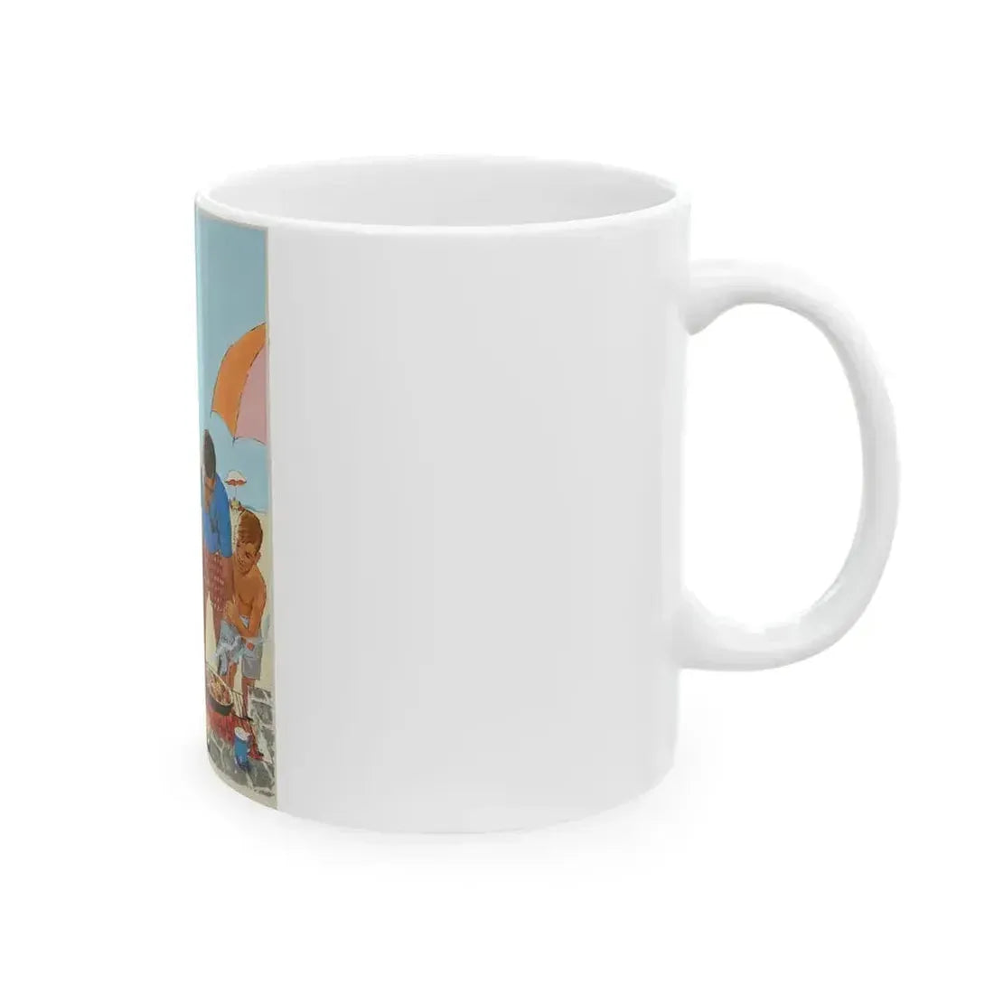 Beach Picnic Illustration (c. 1959) - White Coffee Mug - Go Mug Yourself