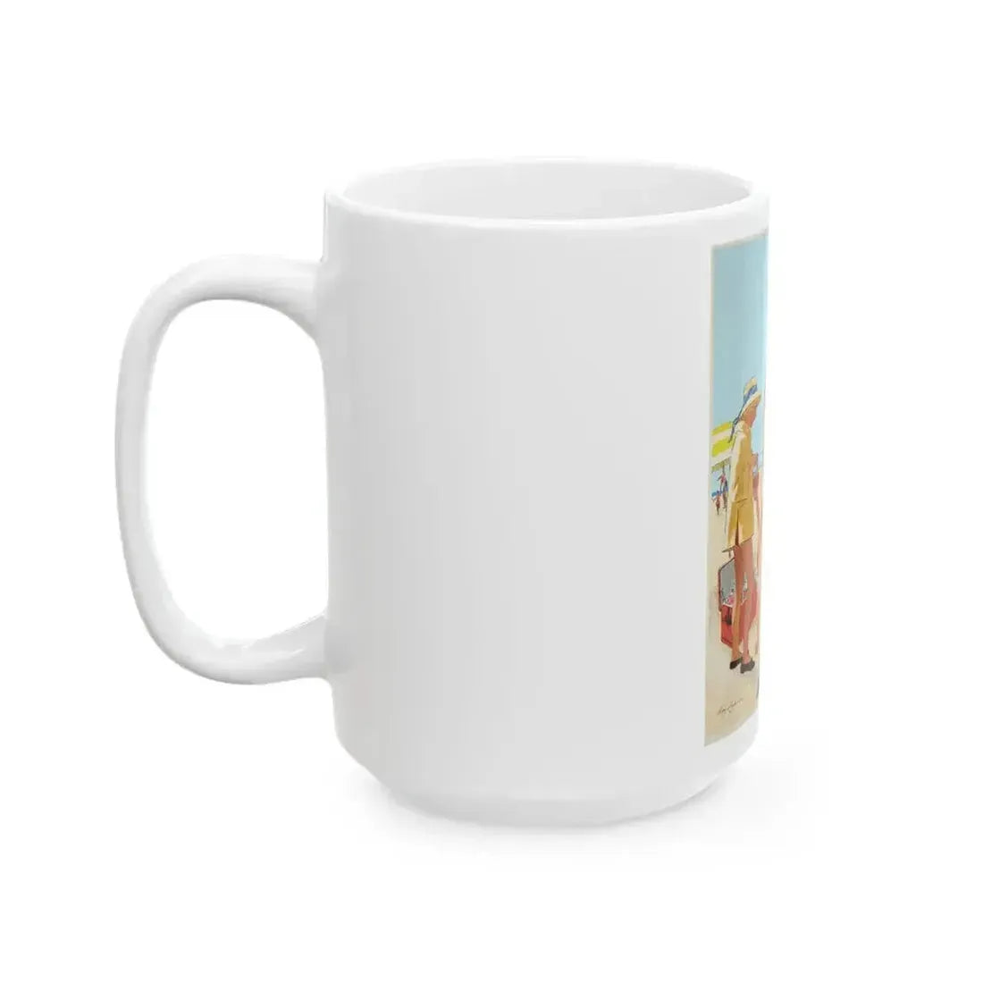 Beach Picnic Illustration (c. 1959) - White Coffee Mug - Go Mug Yourself
