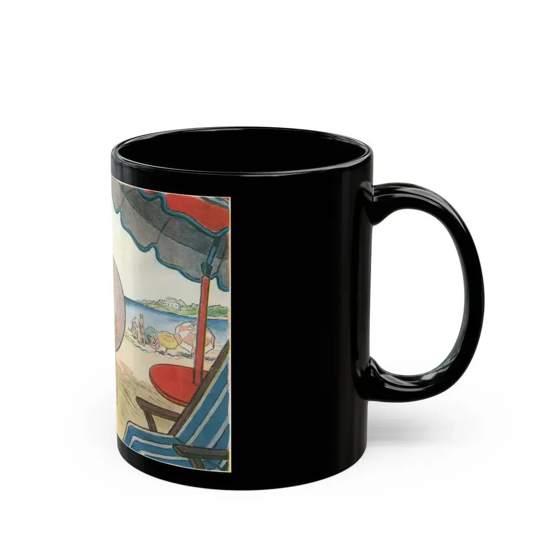 Beach Scene, 1936 - Black Coffee Mug - Go Mug Yourself
