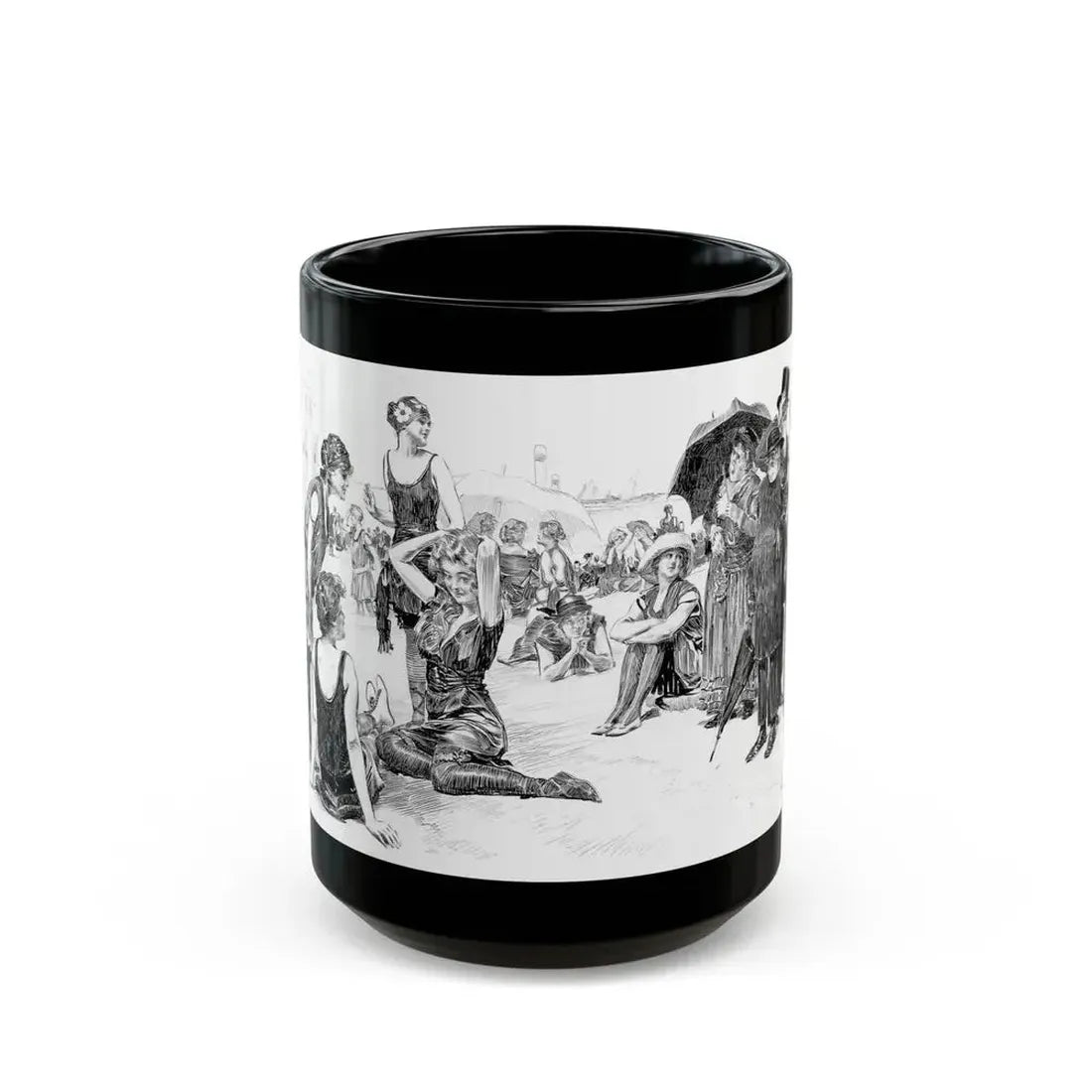 Beach Scene - Black Coffee Mug 15oz - Go Mug Yourself