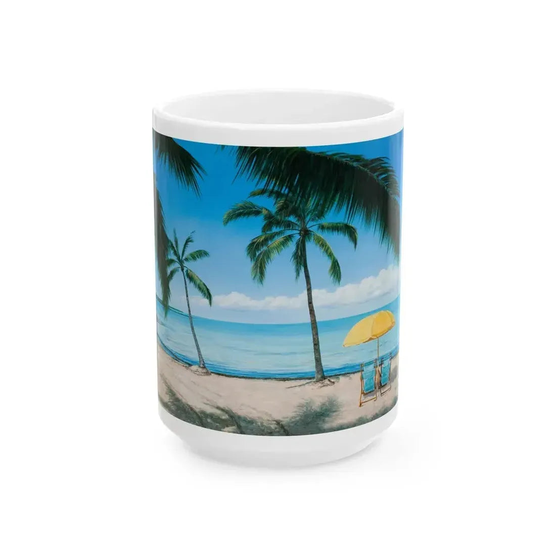 Beach Scene_1 - White Coffee Mug 15oz - Go Mug Yourself