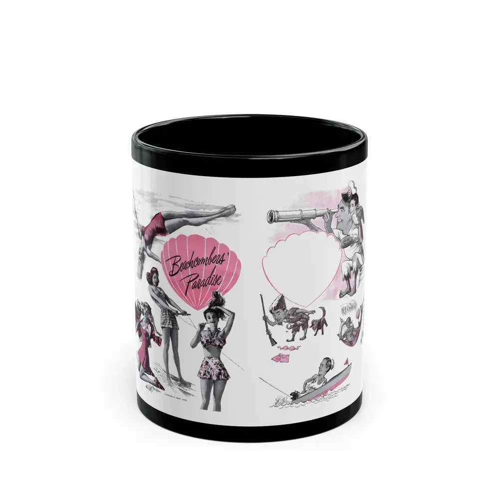 Beachcombers' Paradise, Cosmopolitan, May 1947 - Black Coffee Mug 11oz - Go Mug Yourself