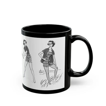 Beachwear illustrations, Woman magazine, 1957 - Black Coffee Mug - Go Mug Yourself
