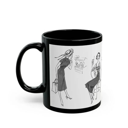 Beachwear illustrations, Woman magazine, 1957 - Black Coffee Mug - Go Mug Yourself