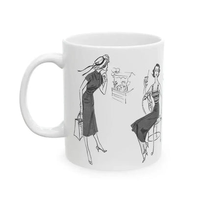Beachwear illustrations, Woman magazine, 1957 - White Coffee Mug - Go Mug Yourself