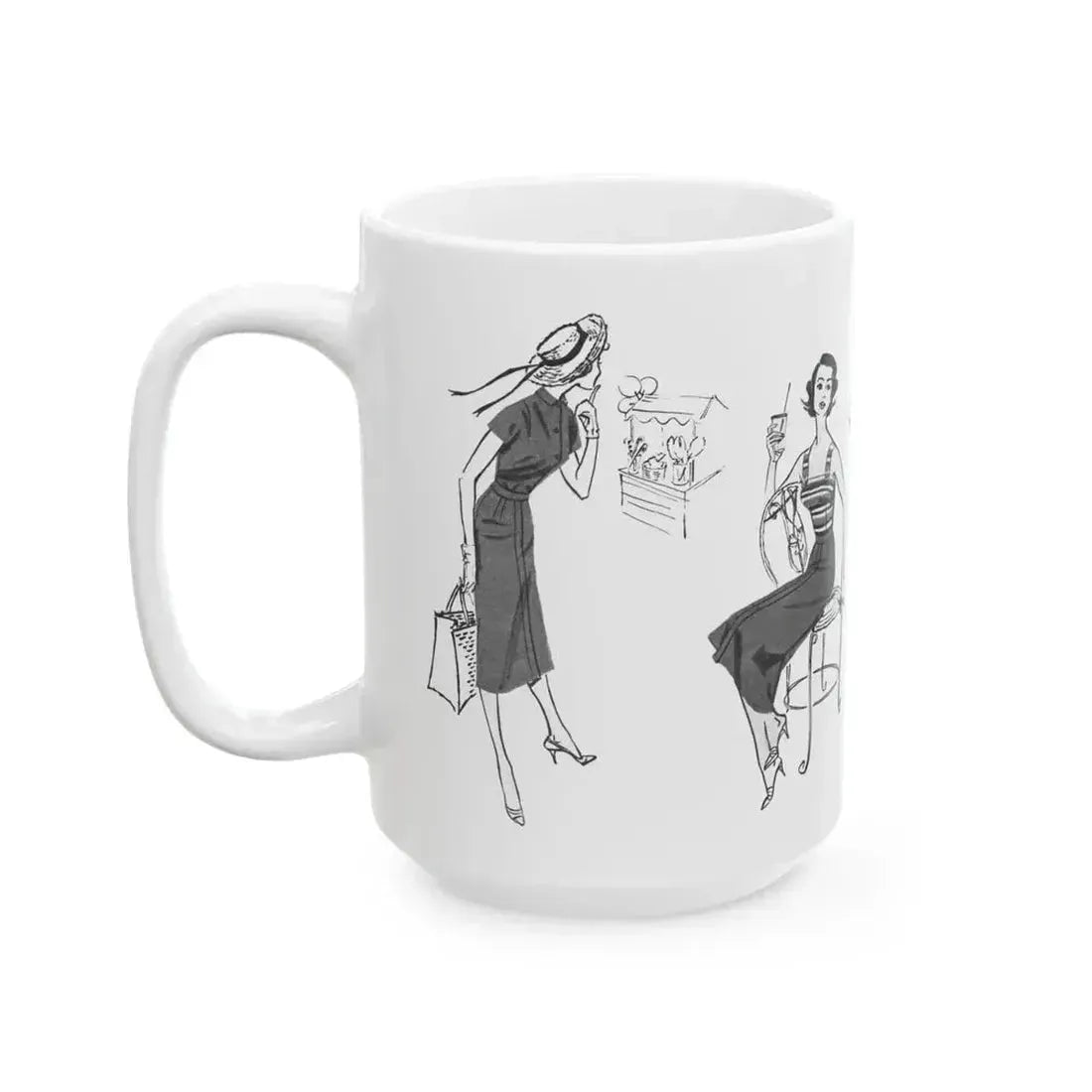 Beachwear illustrations, Woman magazine, 1957 - White Coffee Mug - Go Mug Yourself