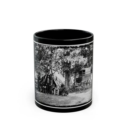 Bealeton, Va. Group At Tent And Wagon Of The New York Herald (U.S. Civil War) Black Coffee Mug 11oz - Go Mug Yourself