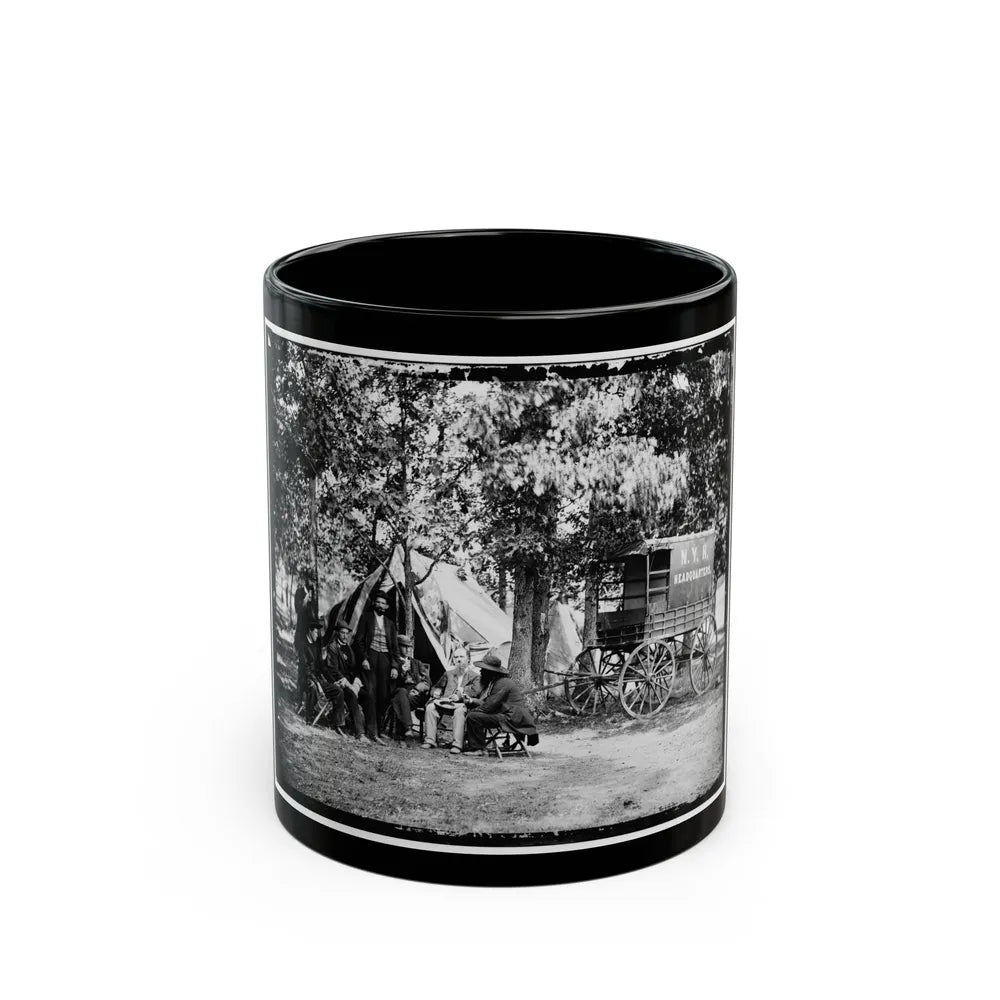 Bealeton, Va. Group At Tent And Wagon Of The New York Herald (U.S. Civil War) Black Coffee Mug-11oz-Go Mug Yourself