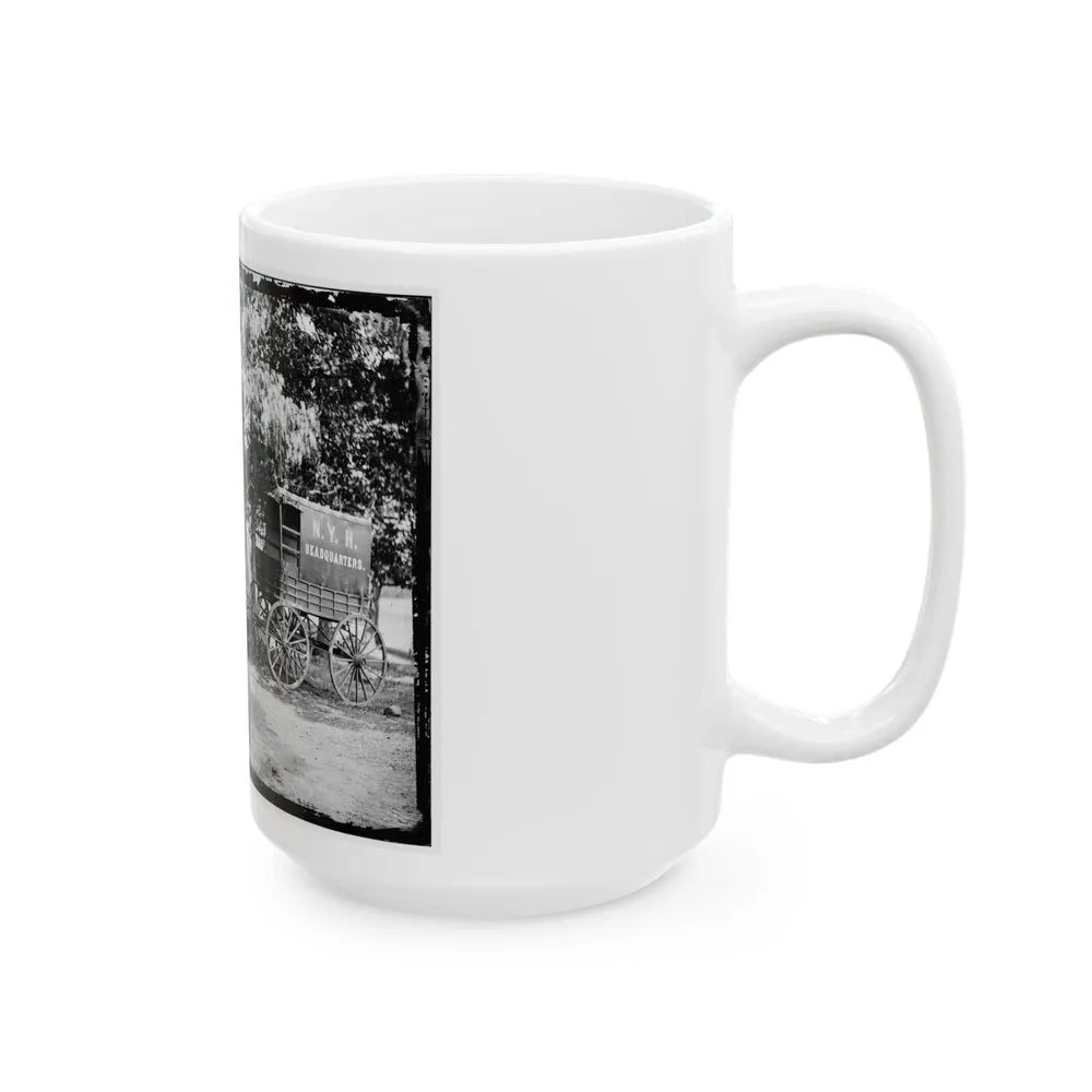 Bealeton, Va. Group At Tent And Wagon Of The New York Herald (U.S. Civil War) White Coffee Mug-Go Mug Yourself