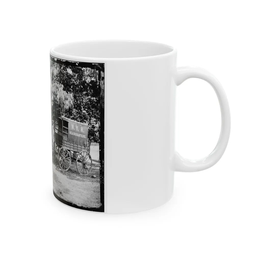 Bealeton, Va. Group At Tent And Wagon Of The New York Herald (U.S. Civil War) White Coffee Mug-Go Mug Yourself