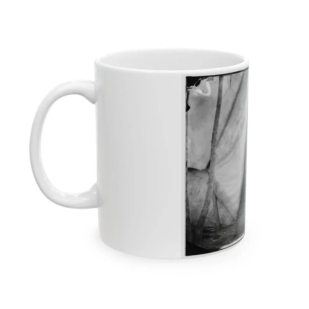 Bealeton, Virginia. Gen. William H. French Standing In Front Of Tent (U.S. Civil War) White Coffee Mug - Go Mug Yourself