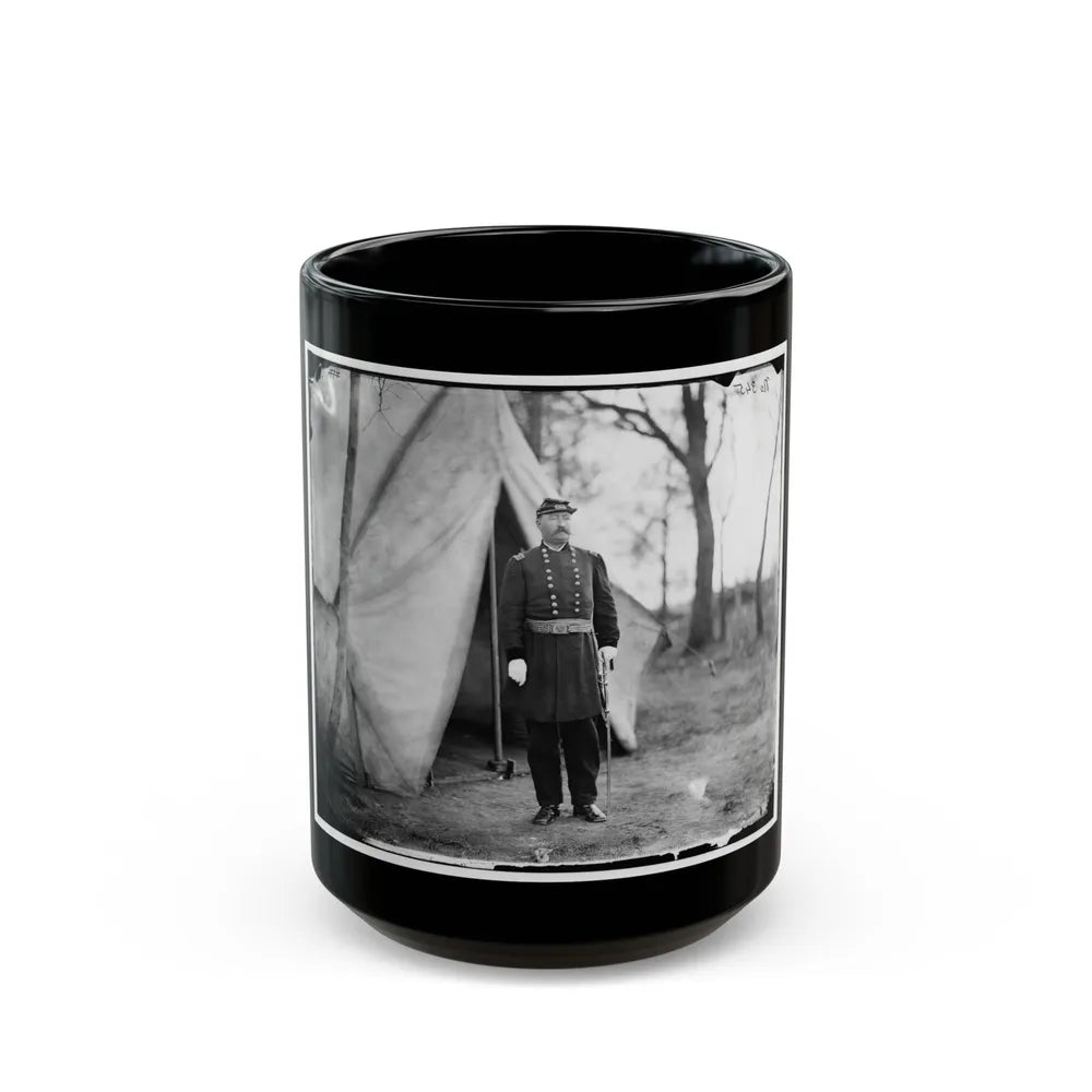 Bealeton, Virginia. Gen. William H. French Standing In Front Of Tent (U.S. Civil War) Black Coffee Mug-15oz-Go Mug Yourself