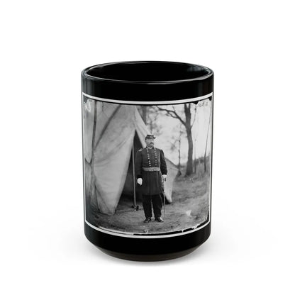 Bealeton, Virginia. Gen. William H. French Standing In Front Of Tent (U.S. Civil War) Black Coffee Mug-15oz-Go Mug Yourself