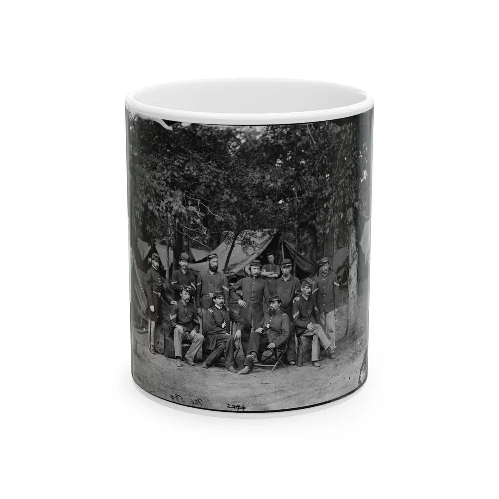 Bealeton, Virginia. Officers And Non-Commissioned Officers Of Company D, 93d New York Infantry (U.S. Civil War) White Coffee Mug-11oz-Go Mug Yourself