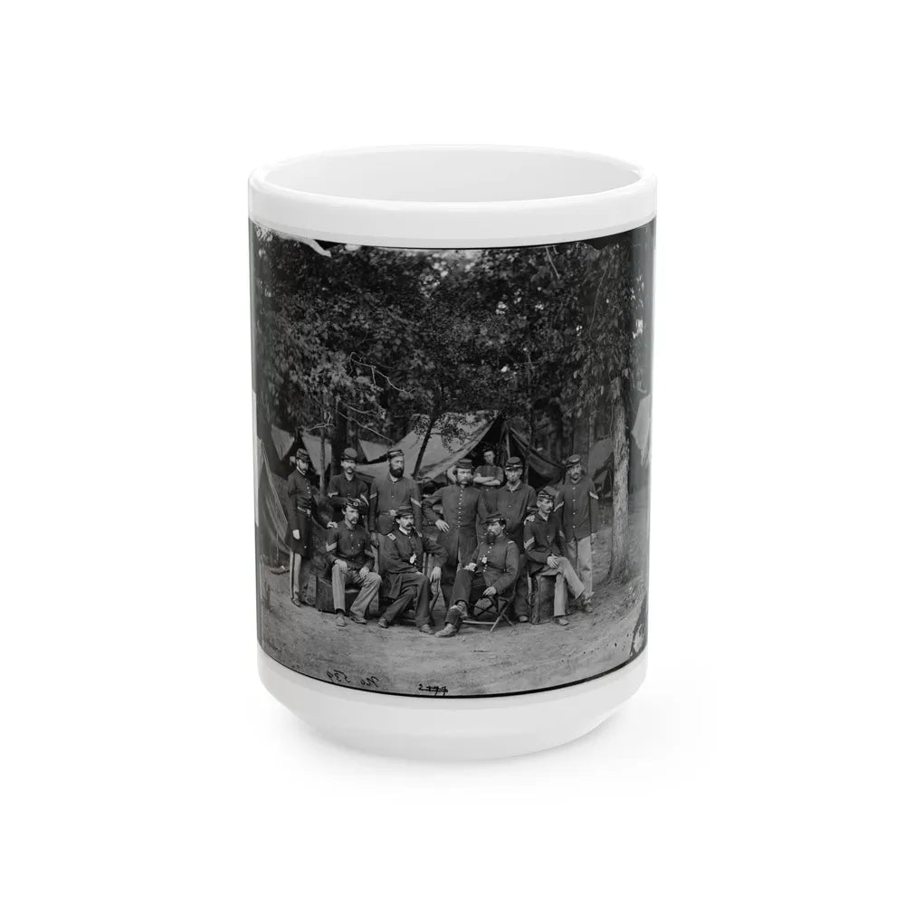 Bealeton, Virginia. Officers And Non-Commissioned Officers Of Company D, 93d New York Infantry (U.S. Civil War) White Coffee Mug-15oz-Go Mug Yourself