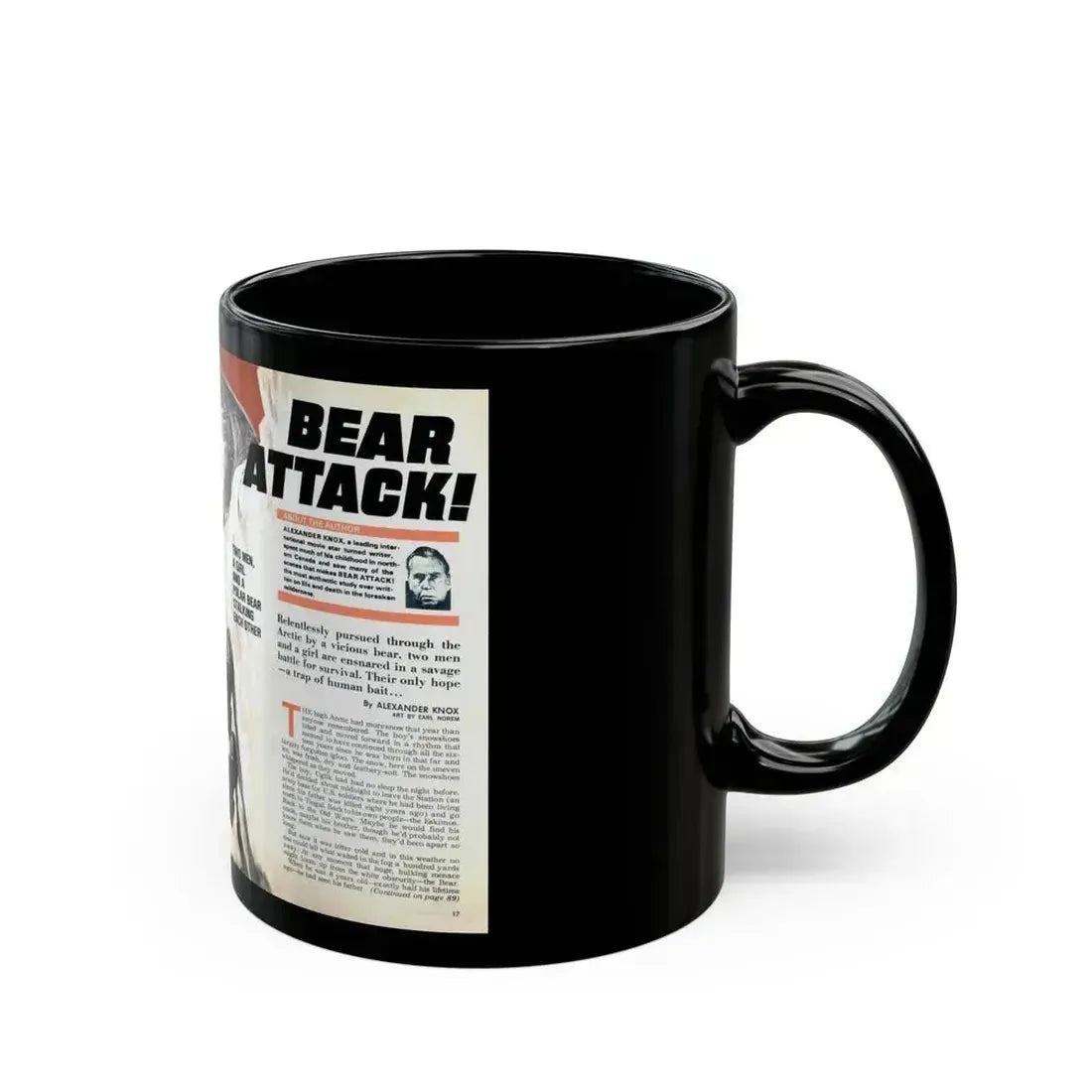 Bear Attack, Male magazine, January 1972 - Black Coffee Mug - Go Mug Yourself