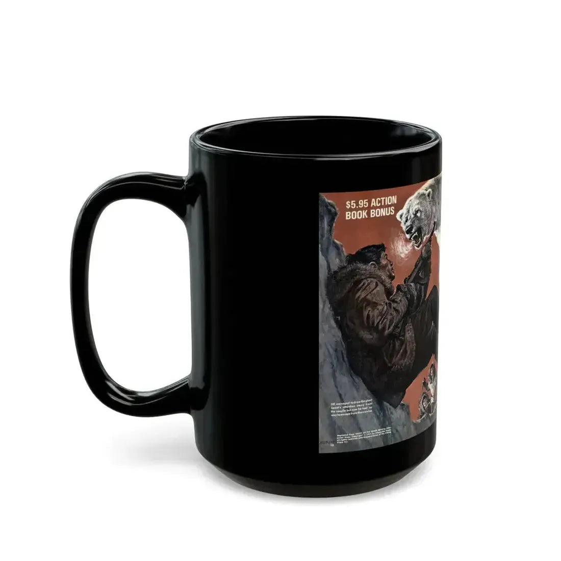 Bear Attack, Male magazine, January 1972 - Black Coffee Mug - Go Mug Yourself