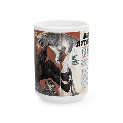 Bear Attack, Male magazine, January 1972 - White Coffee Mug 15oz - Go Mug Yourself