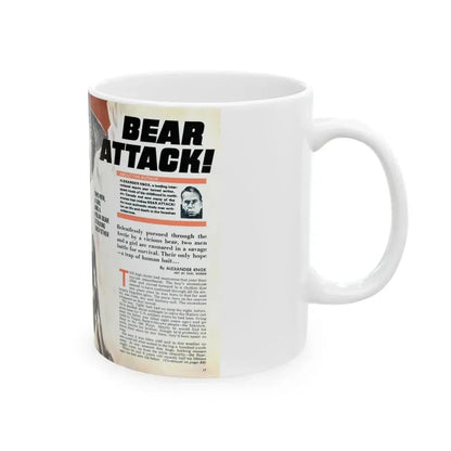 Bear Attack, Male magazine, January 1972 - White Coffee Mug - Go Mug Yourself