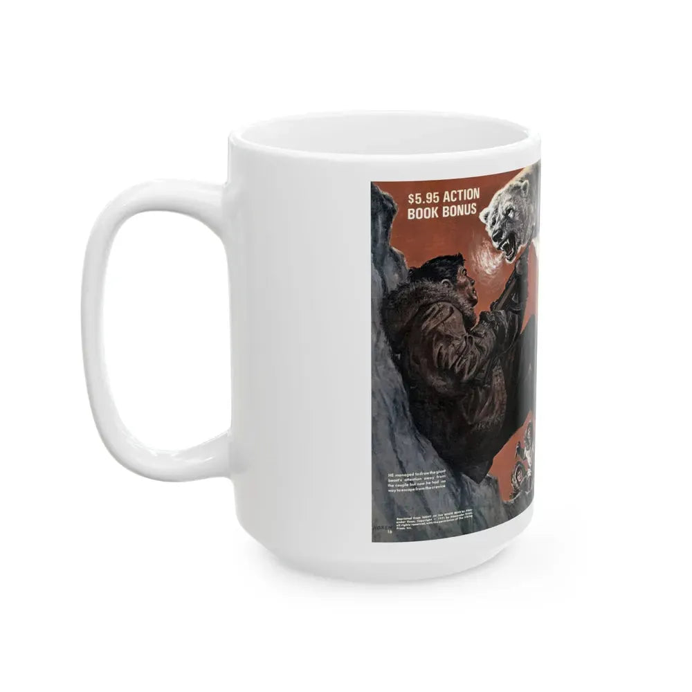 Bear Attack, Male magazine, January 1972 - White Coffee Mug - Go Mug Yourself