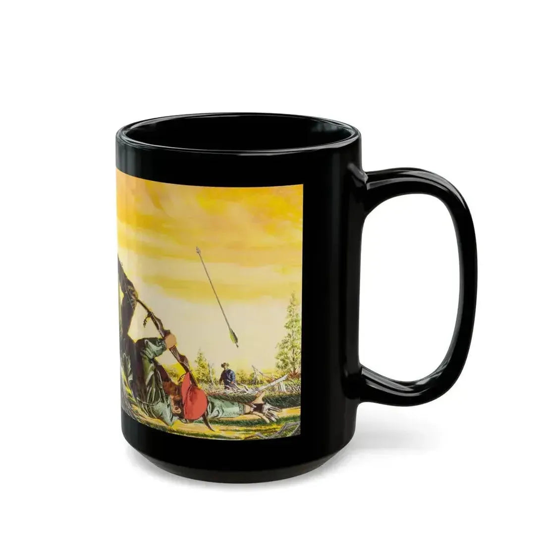 Bear Attack, Outdoor Life magazine story illustration, March 1971 - Black Coffee Mug - Go Mug Yourself