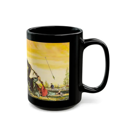 Bear Attack, Outdoor Life magazine story illustration, March 1971 - Black Coffee Mug - Go Mug Yourself