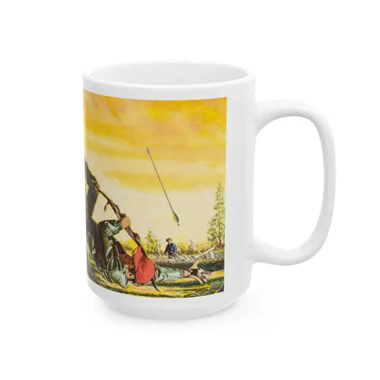 Bear Attack, Outdoor Life magazine story illustration, March 1971 - White Coffee Mug - Go Mug Yourself