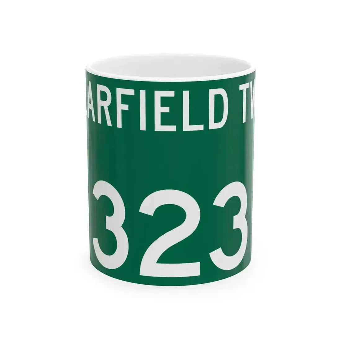 Bearfield Township Route 323 Perry County Ohio (Ohio) (Road Sign) White Coffee Mug 11oz - Go Mug Yourself