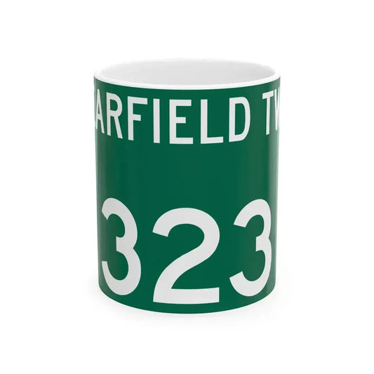 Bearfield Township Route 323 Perry County Ohio (Ohio) (Road Sign) White Coffee Mug 11oz - Go Mug Yourself
