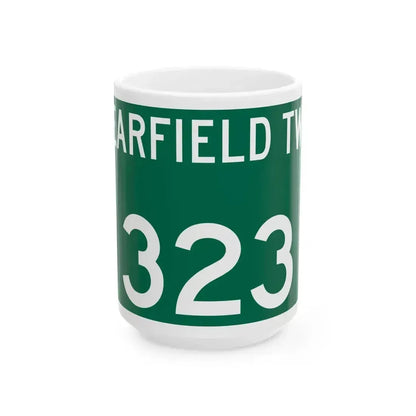 Bearfield Township Route 323 Perry County Ohio (Ohio) (Road Sign) White Coffee Mug 15oz - Go Mug Yourself