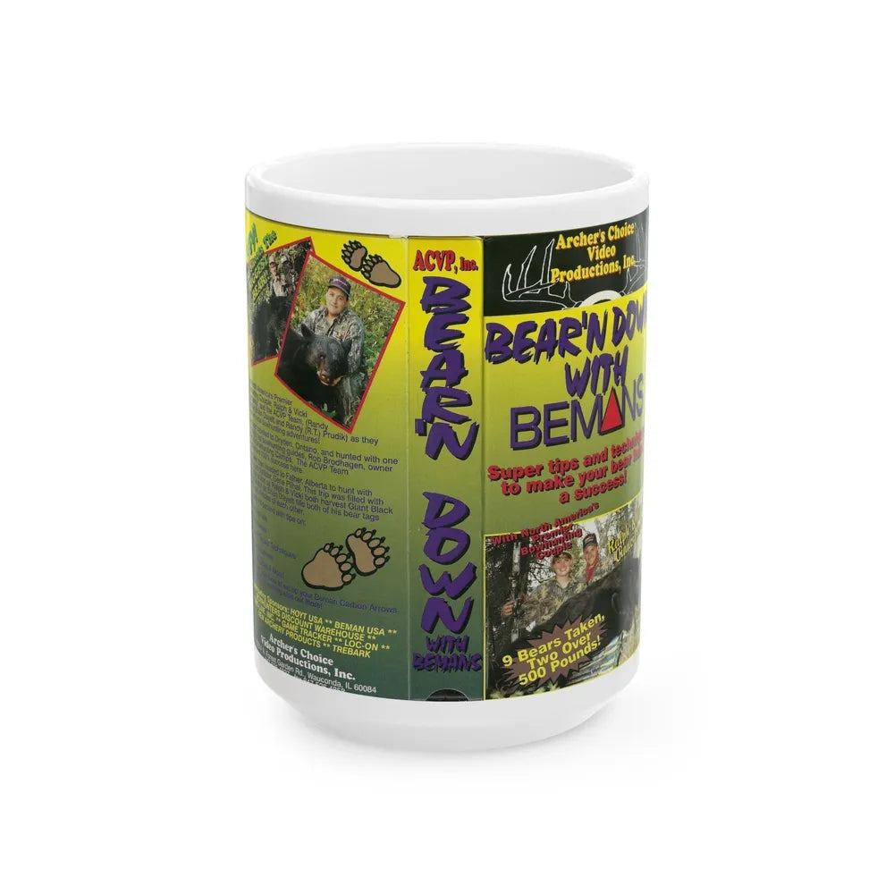 BEARN DOWN WITH BEMANS (VHS COVER) - White Coffee Mug-15oz-Go Mug Yourself