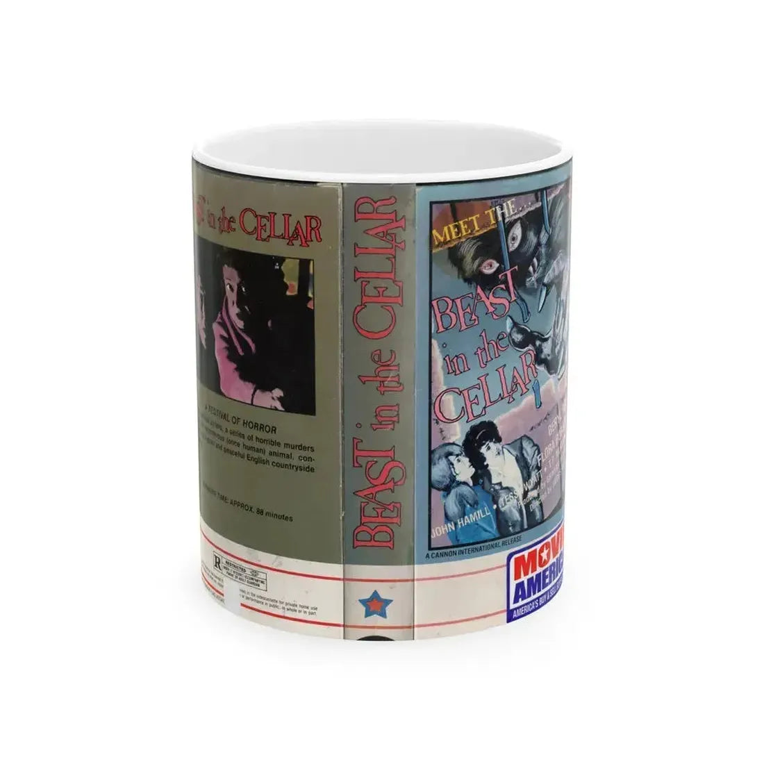 BEAST IN THE CELLAR (VHS COVER) - White Coffee Mug 11oz - Go Mug Yourself