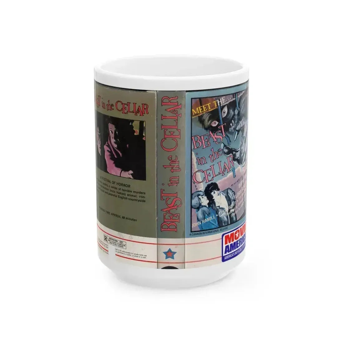 BEAST IN THE CELLAR (VHS COVER) - White Coffee Mug 15oz - Go Mug Yourself