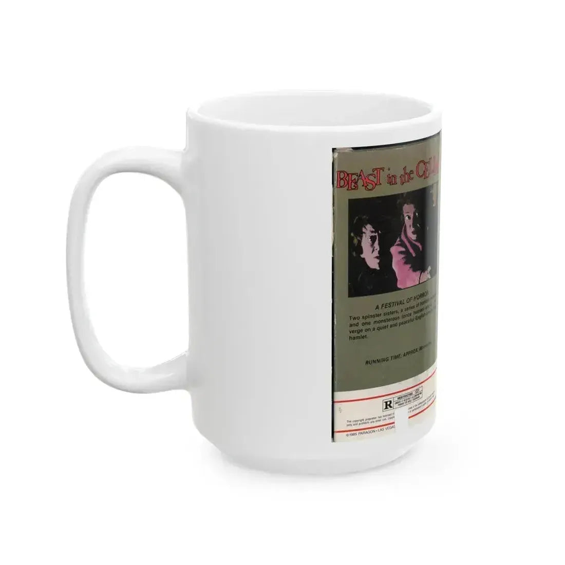 BEAST IN THE CELLAR (VHS COVER) - White Coffee Mug - Go Mug Yourself