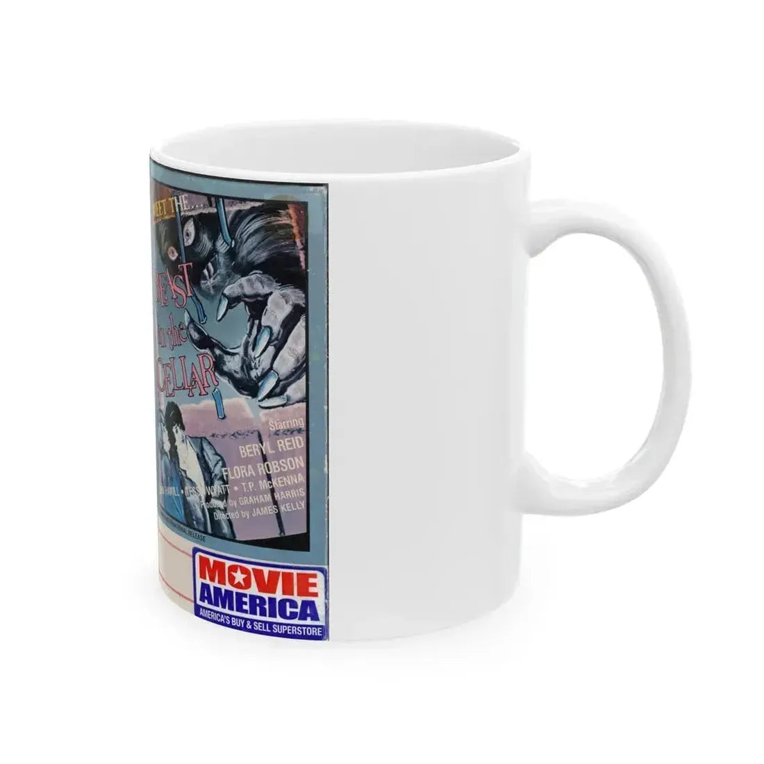 BEAST IN THE CELLAR (VHS COVER) - White Coffee Mug - Go Mug Yourself